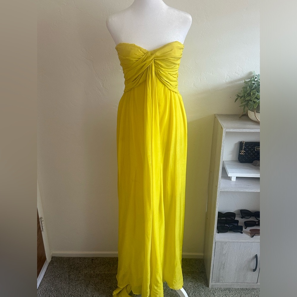 Strapless Yellow MSGM Silk Gown